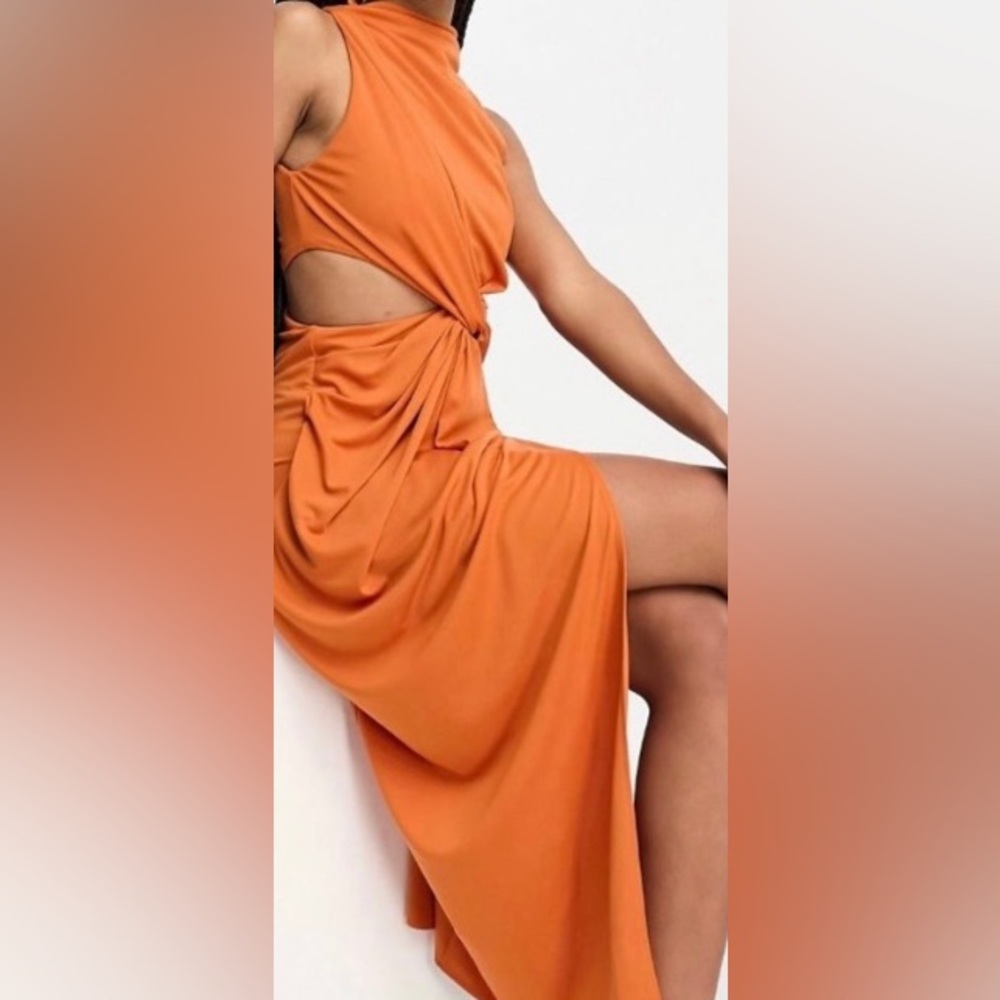 ASOS Draped Cut-Out Midi Dress - Picture 4 of 6
